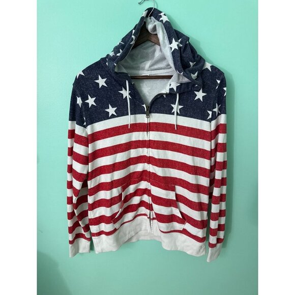 Old Navy American Flag Zip-Up Hoodie L Cotton Blend - Picture 5 of 9